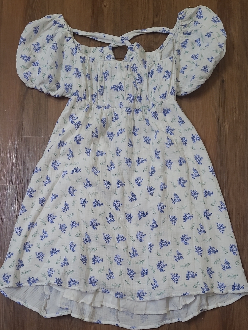 Princess Polly Cream Dress with Blue Floral Print